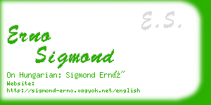 erno sigmond business card